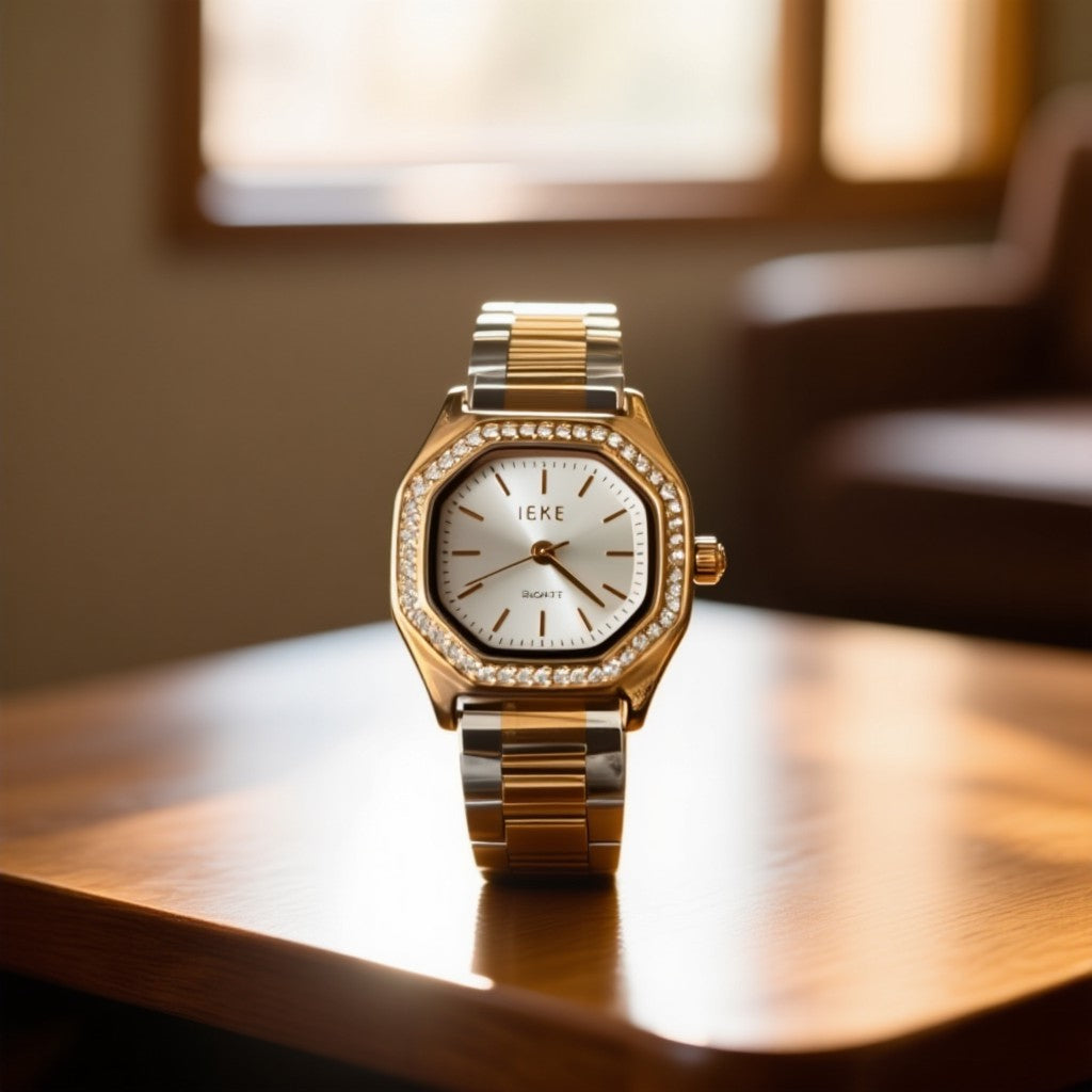 IEKE Elegant Silver Crystal Dial Watch for Women