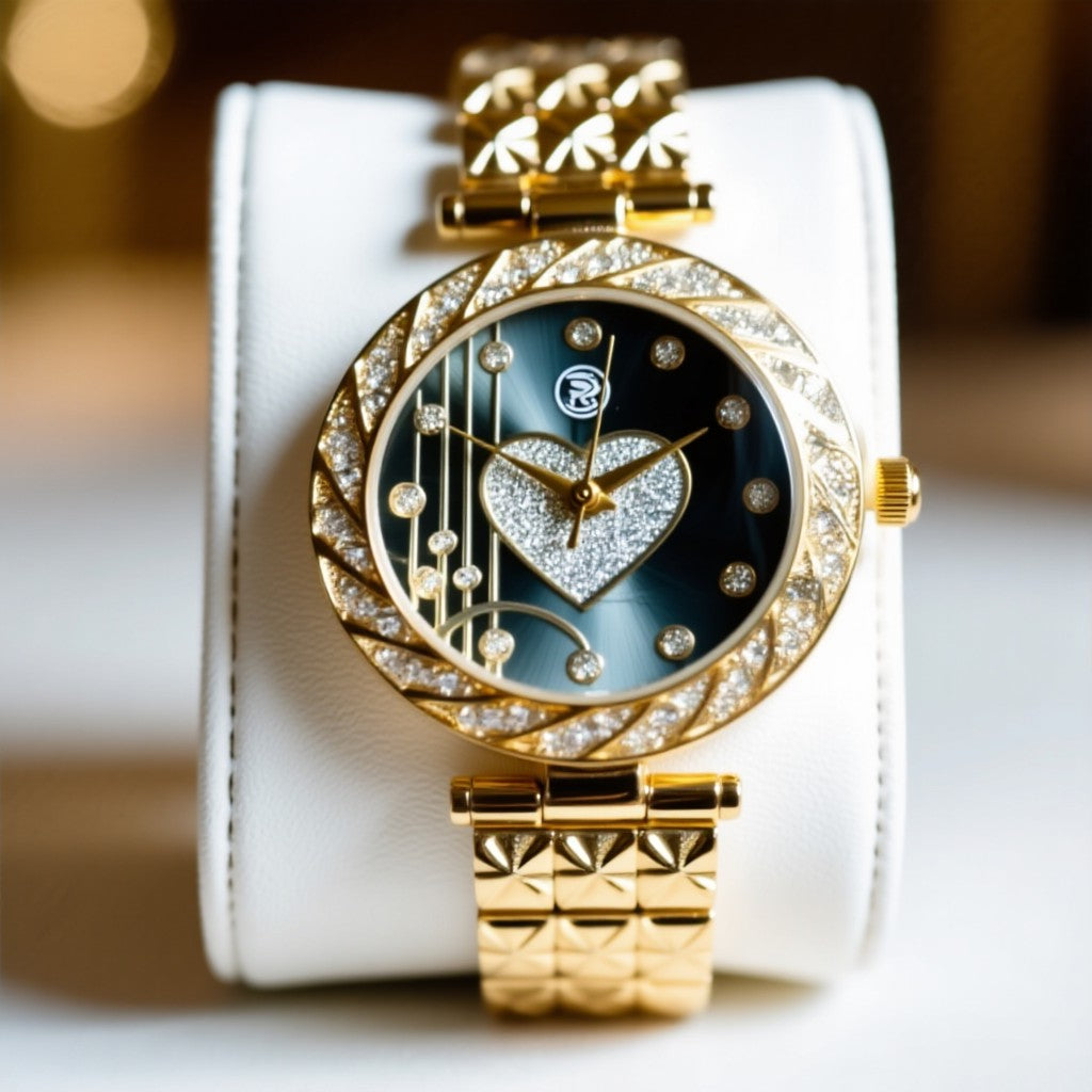 Gold Black Dial  Premium Watch For Women