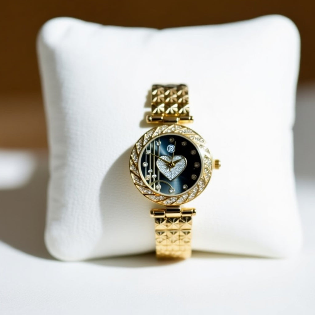 Gold Black Dial  Premium Watch For Women