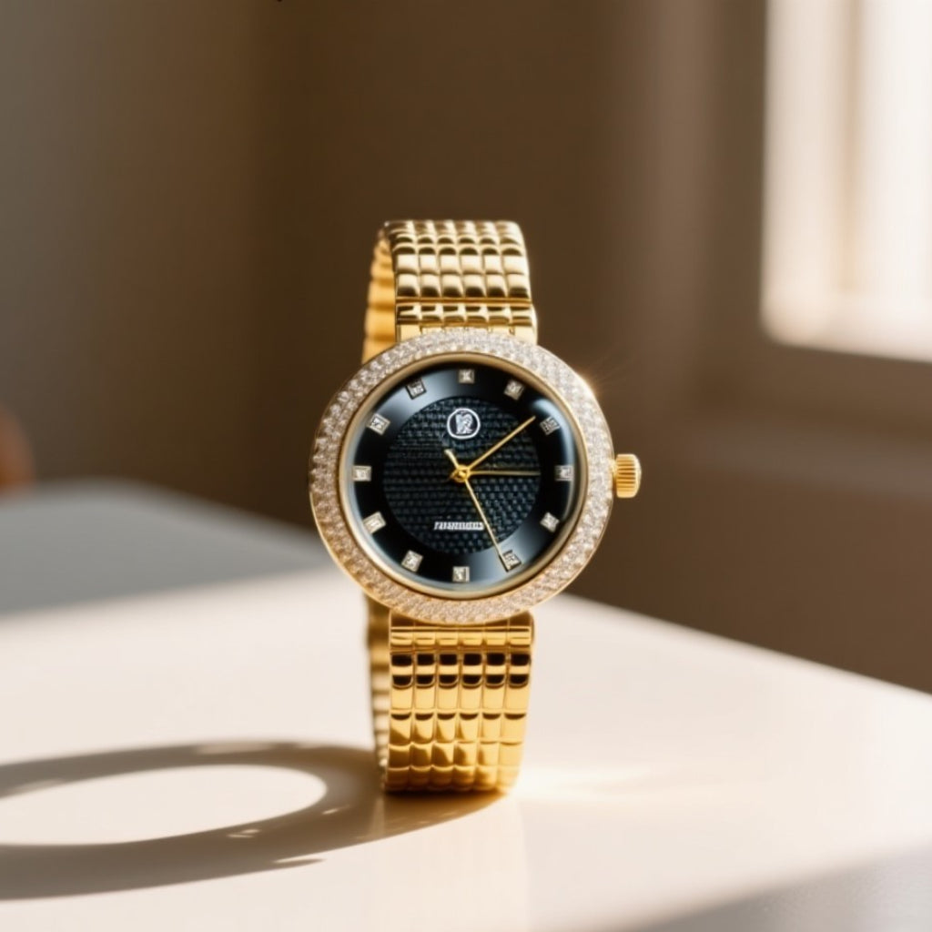 BIOO Gold Black Dial  Premium Watch For Women