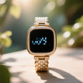 Black Square Dial Gold Watch for Women